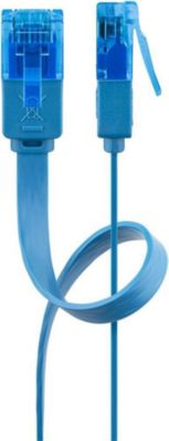 Câble Ethernet GOOBAY Câble RJ45 Cat6a 5m non Blindé plat Bleu