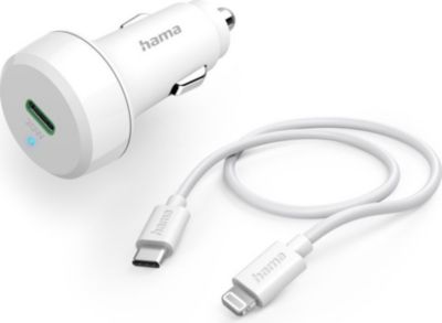 Chargeur allume-cigare HAMA Lightning PD, 20 W, 1 m, blanc