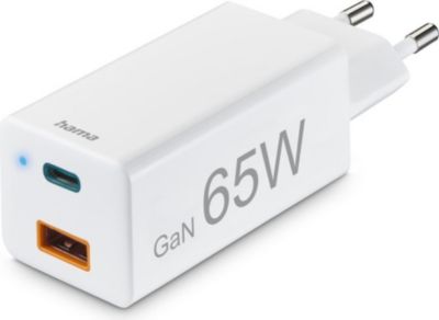 Chargeur secteur HAMA 1 USB-C PD, 1 USB-A QC, 65 W, blanc
