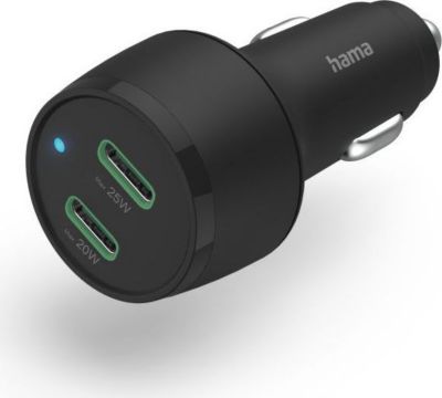 Chargeur allume-cigare HAMA 2x USB-C PD/Qualcomm ®, 45 W, noir