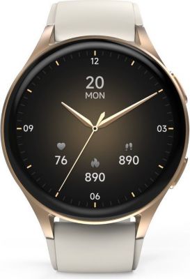 Montre sport HAMA "8900s", GPS, AMOLED 1,32", beige/doré