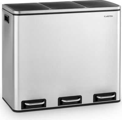 Poubelle de cuisine tri sélectif KLARSTEIN Grandmaster Trash pédale 54L 3x18L Inox