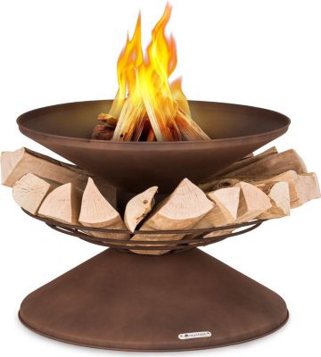 Brasero BLUMFELDT Aguilera Ø 65cm rangement bois rouille