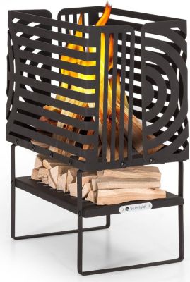 Brasero BLUMFELDT Krakatoa étagère bois acier massif noir