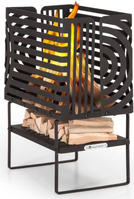 Brasero BLUMFELDT Krakatoa étagère bois acier massif noir