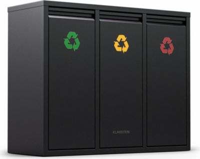 Poubelle de cuisine tri sélectif KLARSTEIN Ordnungshüter 45L 3 bacs murale Noir