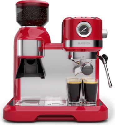 Machine à expresso KLARSTEIN Bella avec Broyeur 19 bars 1550 W Rouge