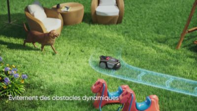 Voir la vidéo pour Robot tondeuse SUNSEEKER V1 sans fil périphérique, 300m² de superficie, garage, idéal petit jardin