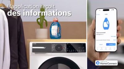 Voir la vidéo pour Lave linge hublot BOSCH WGJ244ABFR - 9 kg - 1351 tr/min - Classe A - Moteur induction - Autodosage - Connecté