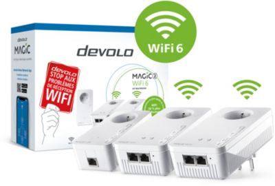 CPL devolo Magic 2 WiFi Mesh Kit 3 CPL - 2400 Mbit/s prise intégrée et 2x  RJ45 - CPL - Devolo