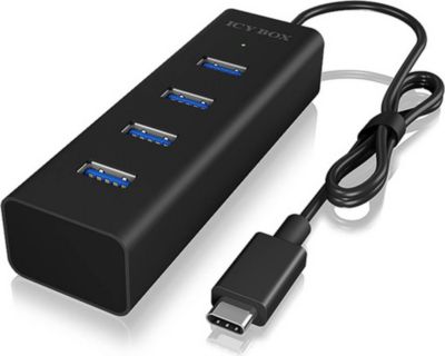 Hub USB C ICY BOX Hub usb type C vers 4 ports USB3.0 Noir