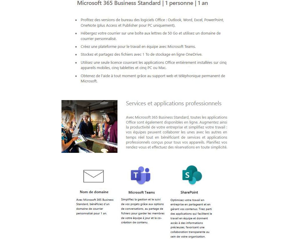 Microsoft 365 Business Standard avec la suite Office