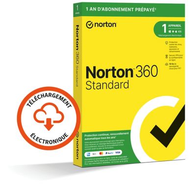 Logiciel antivirus et optimisation NORTON 360 Standard 10Go SE 1 poste