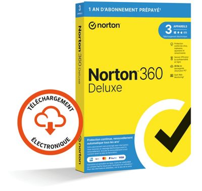Logiciel antivirus et optimisation NORTON 360 DELUXE 25Go SE 3 postes