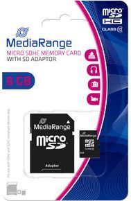Carte Micro SD MEDIA-RANGE 8GO SDHC classe 10