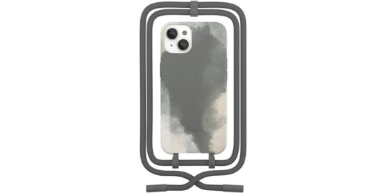 Coque avec cordon WOODCESSORIES iPhone 13 mini Tour de cou gris foncé