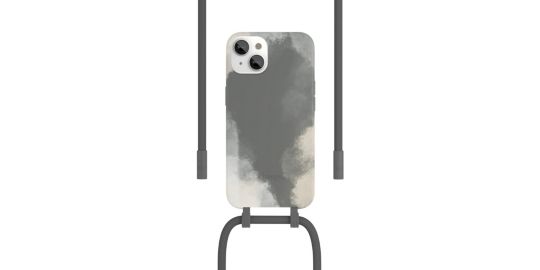 Coque avec cordon WOODCESSORIES iPhone 13 mini Tour de cou gris foncé