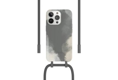 Coque avec cordon WOODCESSORIES iPhone 13 Pro Tour de cou gris foncé