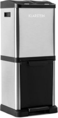 Poubelle de cuisine tri sélectif KLARSTEIN Ecosystème tri sélectif pédale 45L Inox