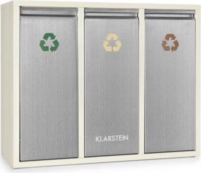 Poubelle de cuisine tri sélectif KLARSTEIN Ecosystème tri sélectif pédale 45L Beige