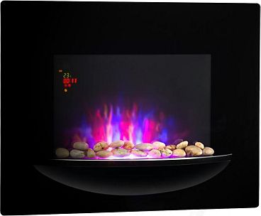 Klarstein Graz Cheminée électrique effet flammes - chauffage soufflant 1000  /2000 W - noir