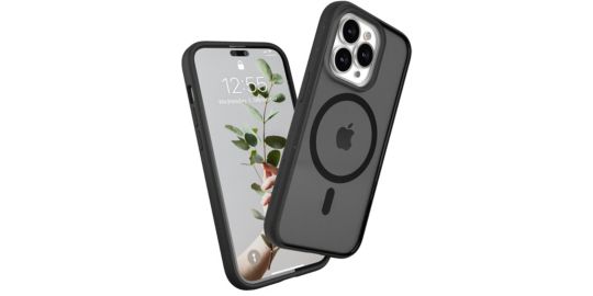 Coque bumper WOODCESSORIES iPhone 14 Pro transparent noir MagSafe