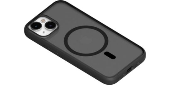 Coque bumper WOODCESSORIES iPhone 14 Plus transparent noir MagSafe