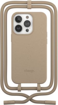 Coque avec cordon WOODCESSORIES iPhone 14 Pro Tour de cou Taupe