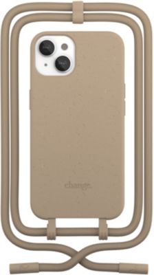 Coque avec cordon WOODCESSORIES iPhone 14 Plus Tour de cou Taupe