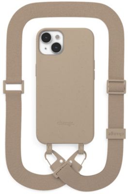 Coque avec cordon WOODCESSORIES iPhone 14 Tour de cou taupe