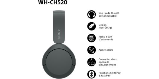 Casque SONY WH-CH520 Noir