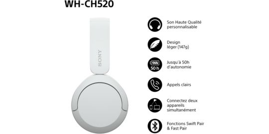 Casque SONY WH-CH520 Blanc