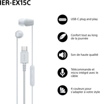 Écouteurs Intra-auriculaires Sony IER EX15C - Noir - Filaire - Neuf Sous Blister