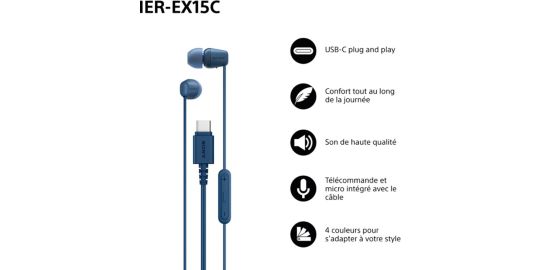 Ecouteurs SONY IER EX15C Bleu