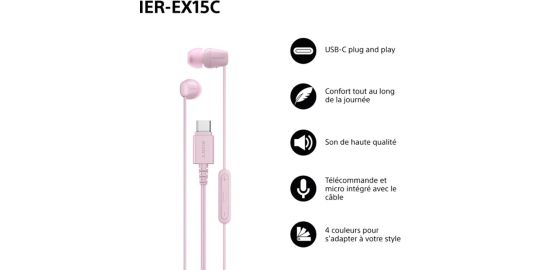 Ecouteurs SONY IER EX15C Rose