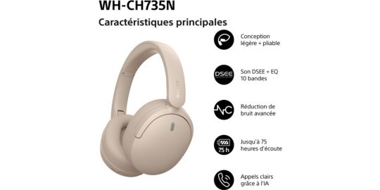 Casque SONY WH-CH735 Creme