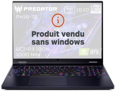 PC Gamer ACER Predator Helios 16 PH16-72-98Z7 Sans OS