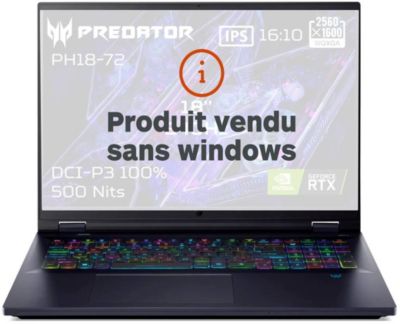 PC Gamer ACER Predator Helios 18 PH18-72-96SE Sans OS