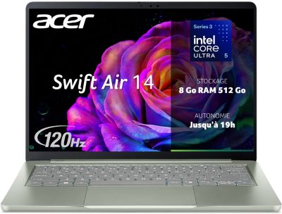 Ordinateur portable ACER Swift Air 14' -I31-59JG ve 14" Intel Core 5 320 8 Go RAM DDR5 SSD 512 Go