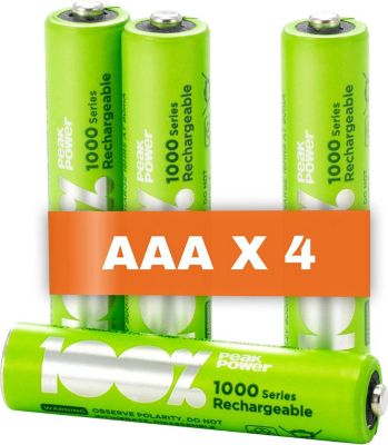 Pile rechargeable 100% PEAKPOWER Piles AAA Rechargeables Lot de 4 100%PP