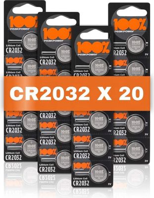 Pile 100% PEAKPOWER Piles CR2032 Lot de 20 100% PeakPower Pile 100% PEAKPOWER Piles CR2032 Lot de 20 100% PeakPower