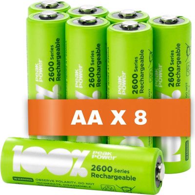Pile rechargeable 100% PEAKPOWER Piles AA Rechargeables Lot de 8 100%PP Pile rechargeable 100% PEAKPOWER Piles AA Rechargeables Lot de 8 100%PP