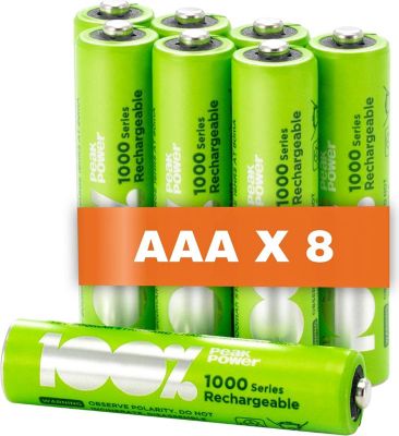 Pile rechargeable 100% PEAKPOWER Piles AAA Rechargeables Lot de 8 100%PP Pile rechargeable 100% PEAKPOWER Piles AAA Rechargeables Lot de 8 100%PP