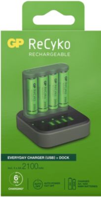 Chargeur GP + LR06 AA x4 2100mAh+ station de charge