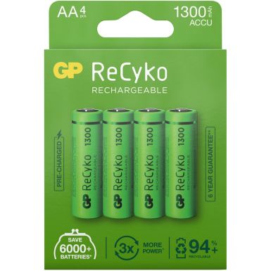 Pile rechargeable GP ReCykO+ 4xAA LR6 1300 mAh