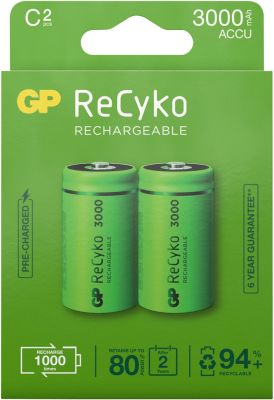 Pile rechargeable GP ReCykO+ 2x C 3000 mAh
