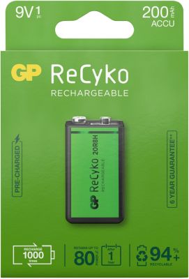 Pile rechargeable GP Recyko+ 9V 200 mAh