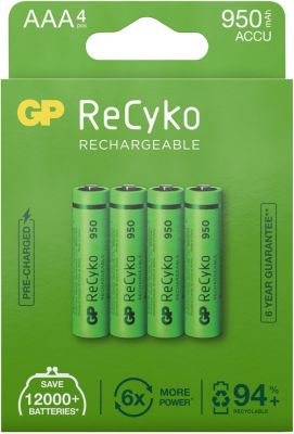 Pile rechargeable GP LR03 AAA ReCykO+ x4 950 mAh