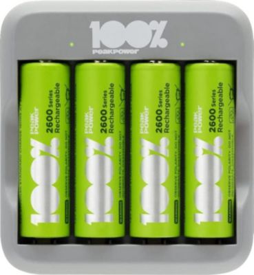 Pile rechargeable 100% PEAKPOWER Chargeur avec 4 piles AA et 4 piles AAA Pile rechargeable 100% PEAKPOWER Chargeur avec 4 piles AA et 4 piles AAA