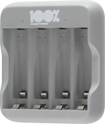 Pile rechargeable 100% PEAKPOWER Chargeur pour 4 piles 100% PeakPower